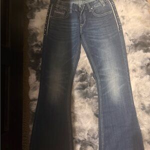 Rock & Roll Cowgirl Dark Blue Flare Jeans